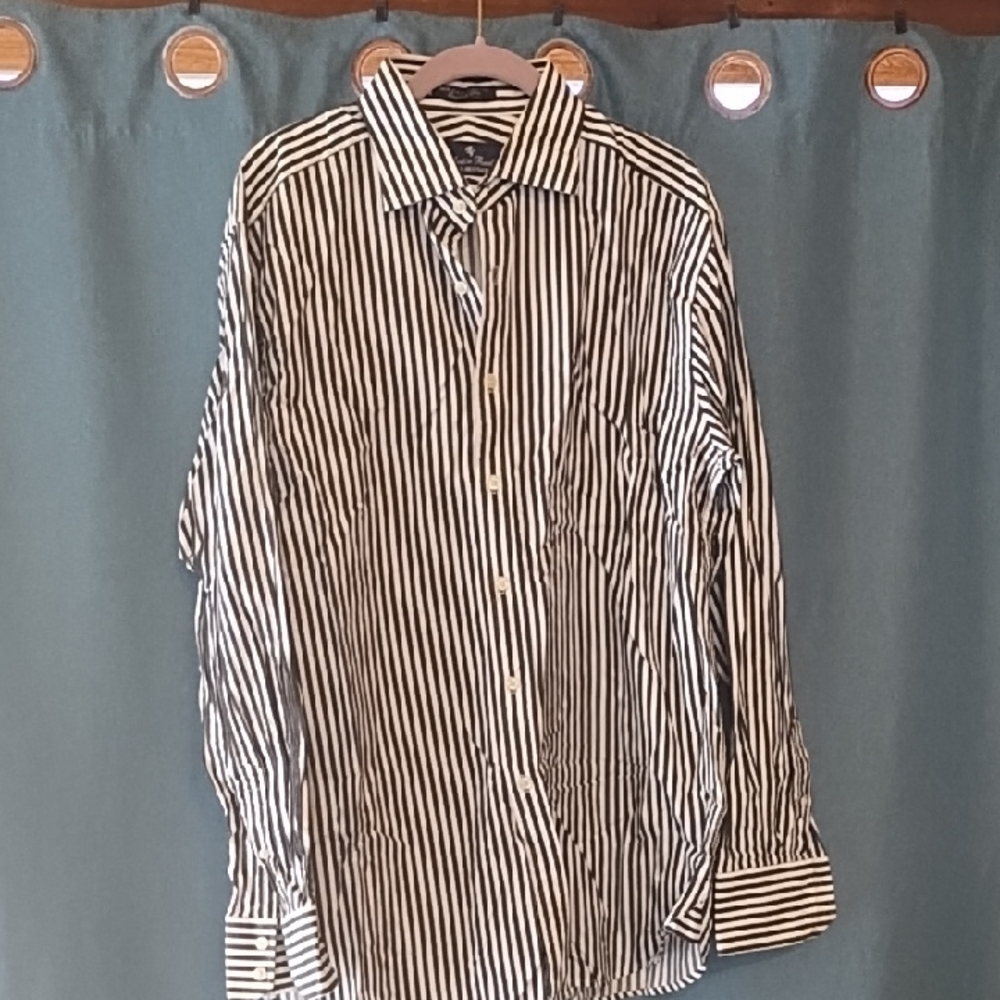 Austin Reed Black and White Striped Casual Shirt